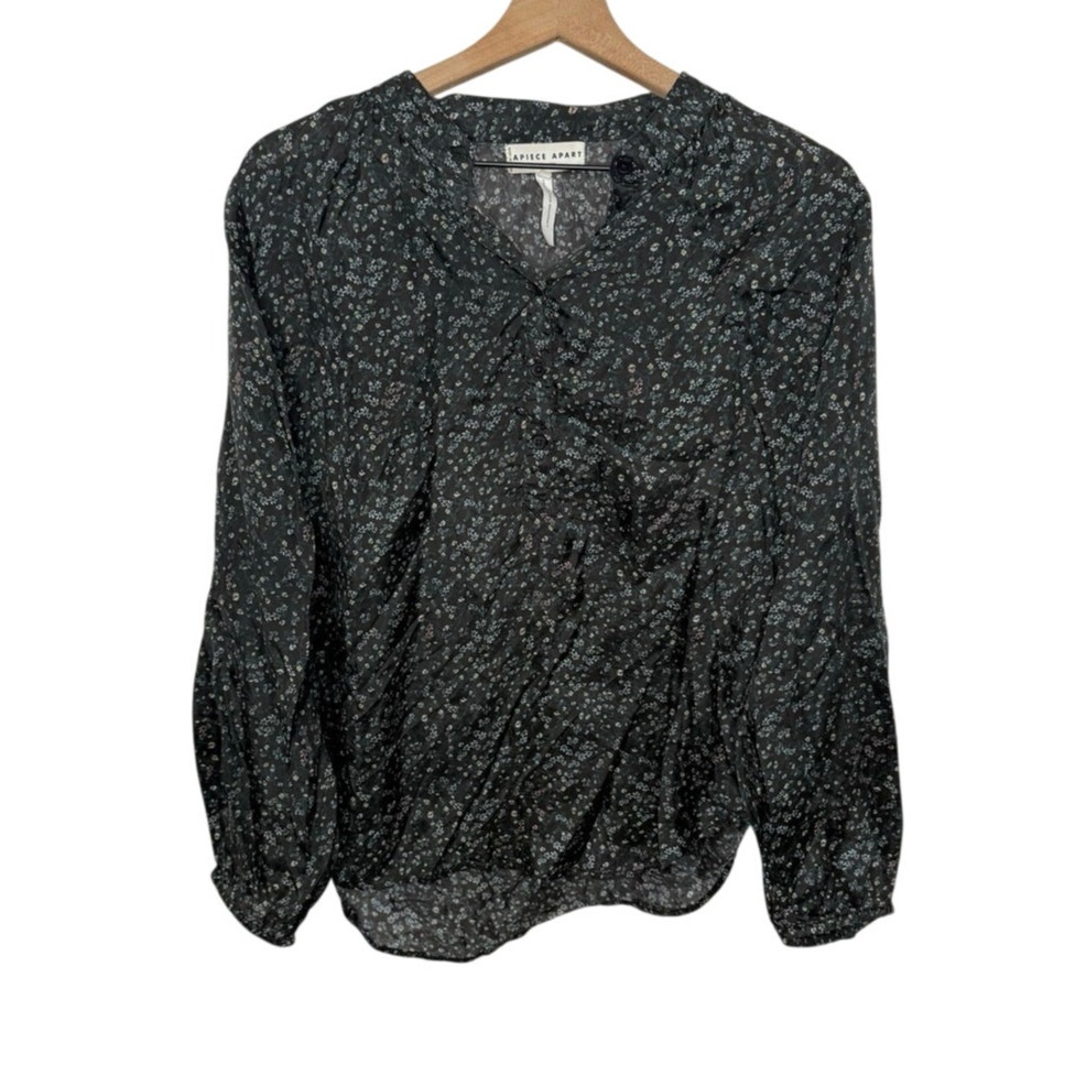 Apiece Apart Women's Core Bravo Dark Ditzy Floral Popover Blouse Top Size 10